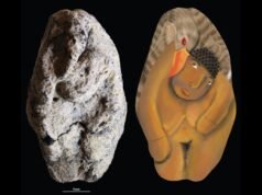 12 000 gadus vecs artefakts, kurā attēlota zoss, kas nodarbojas ar seksu ar sievieti