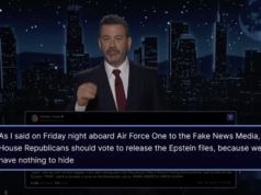 Džimijs Kimmels reaģē uz Trampa pagriezienu uz Epšteina failiem