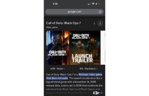 Google AI pārskats uzskata, ka Name of Responsibility: Black Ops 7 ir viltota spēle